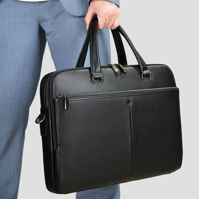 Men's Handbag Horizontal Briefcase Large Capacity First Layer Cowhide 17-inch Computer Bag - Image 1