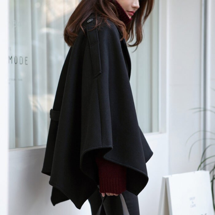 10668042845_1827700539.jpg Lace-up Shawl Cape Thickened Coat Woolen - Image 2