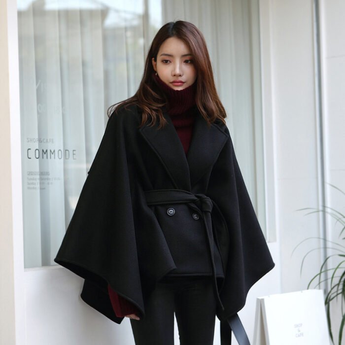 10723550014_1827700539.jpg Lace-up Shawl Cape Thickened Coat Woolen - Image 1