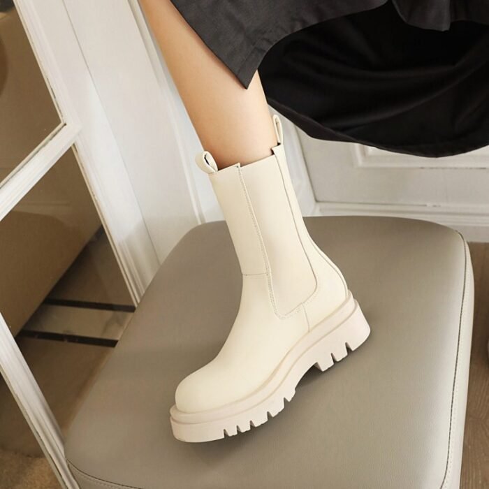 Martin Fashion Platform Mid-calf Stretch Boots - Image 1