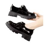 Women's Black Leather Shoes Retro - Image 2