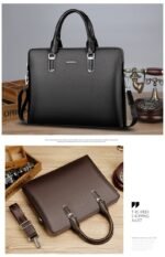 Men's Handbag Double Pull Large Capacity Business Computer Bag Authentic Leather Tactile Feel - Image 9