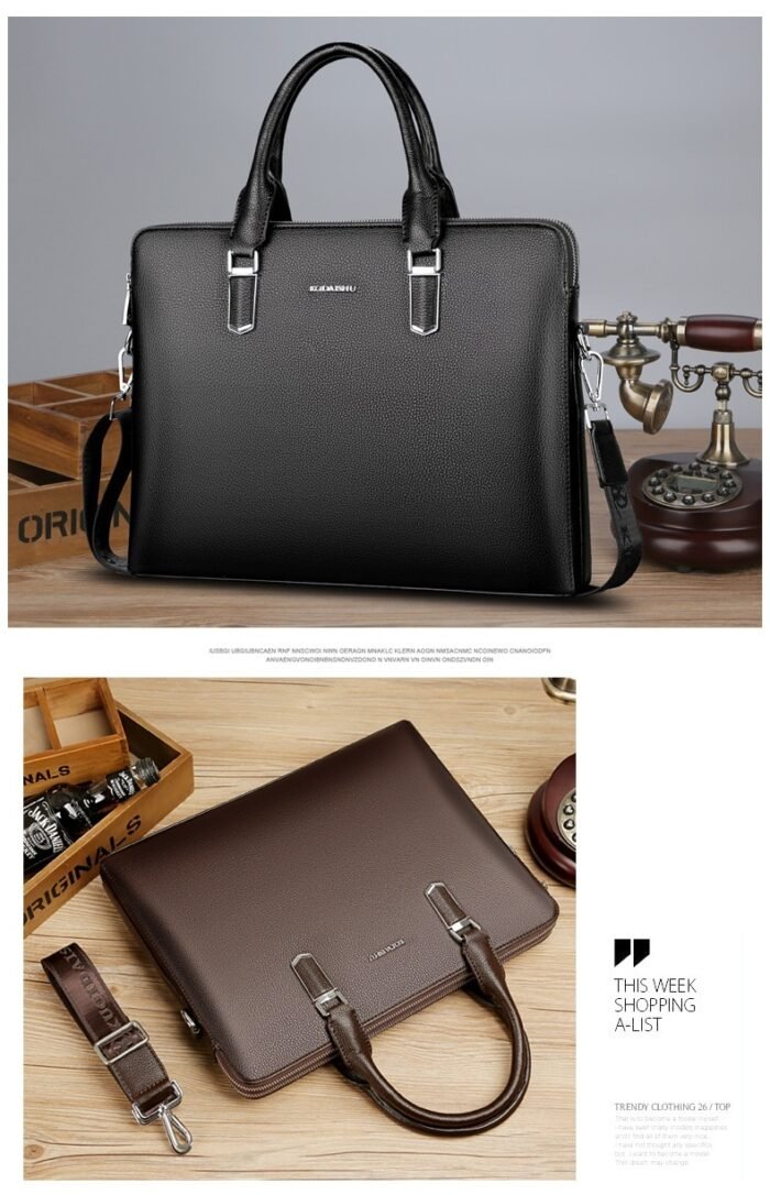 2401140912230323000.jpg Men's Handbag Double Pull Large Capacity Business Computer Bag Authentic Leather Tactile Feel - Image 9
