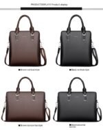 Men's Handbag Double Pull Large Capacity Business Computer Bag Authentic Leather Tactile Feel - Image 5