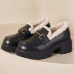 Fleece-lined Women's Shoes Platform Leather Shoes - Image 4