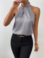 Women's Satin Halter Sleeveless Vest - Image 6