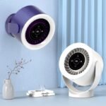 Desktop Adjustable Fan Light Rechargeable Wall Mount Table Fan Light Led Display Air Circulation Cooling USB Table Fan Light