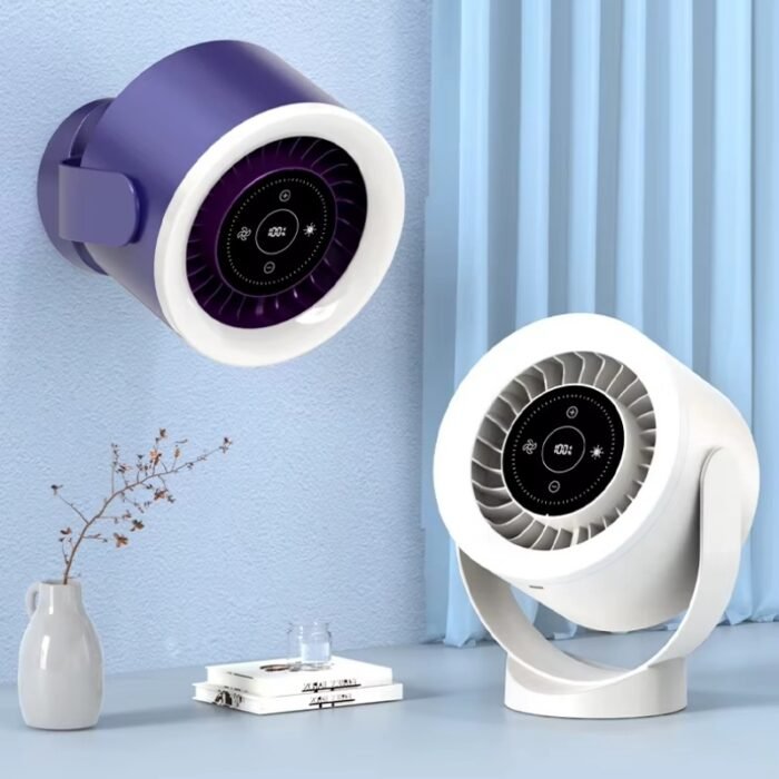 5ec506fe-72dd-413f-b67c-0e7a26350a17.jpg Desktop Adjustable Fan Light Rechargeable Wall Mount Table Fan Light Led Display Air Circulation Cooling USB Table Fan Light - Image 1