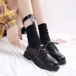Women's Black Leather Shoes Retro - Image 6