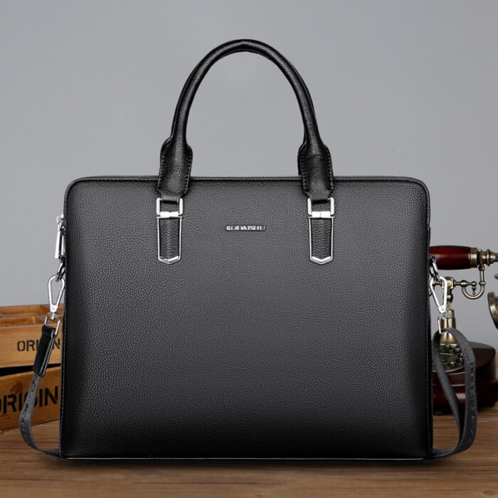 6a73f5c0-28ed-4c0c-9ccd-09d71ceba488.jpg Men's Handbag Double Pull Large Capacity Business Computer Bag Authentic Leather Tactile Feel - Image 8