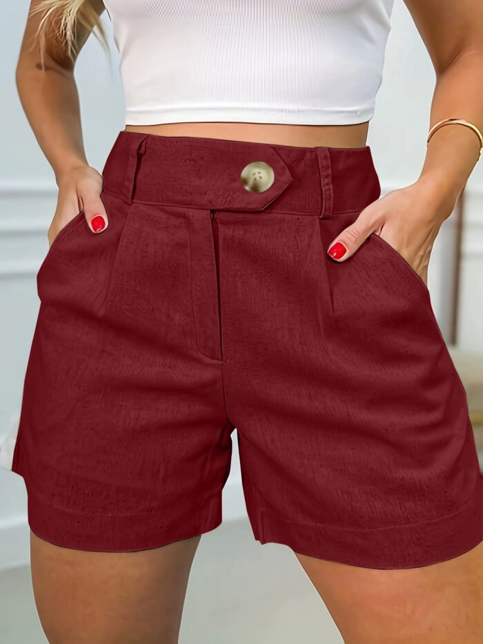 6b3b4473-18aa-4c3e-8d01-a956b3e6146c.jpg Women's Fashion Casual High Waist Pure Color Suit Shorts - Image 2