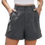 Women's Pleated Zipper Hemming Casual High Waist Shorts - Image 3