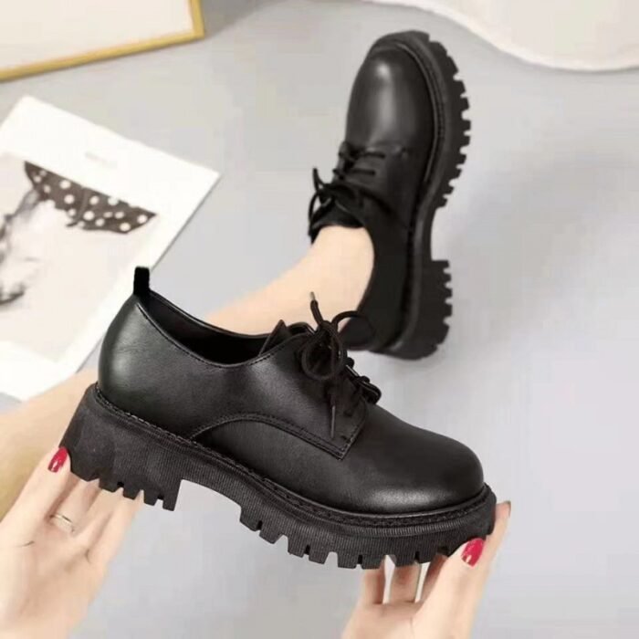 89fc0a1a-0e51-4e8a-ab79-f181fb58e0af.jpg Women's Black Leather Shoes Retro - Image 5