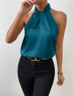 Women's Satin Halter Sleeveless Vest - Image 4