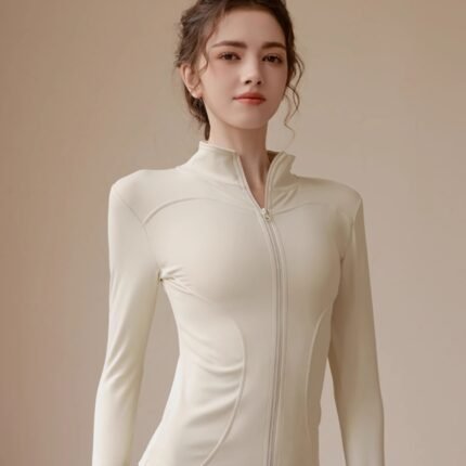 Fleece-lined Stand Collar Top Sports Coat For Women