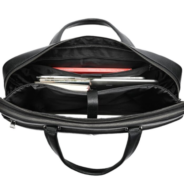 Men's Handbag Horizontal Briefcase Large Capacity First Layer Cowhide 17-inch Computer Bag - Image 3