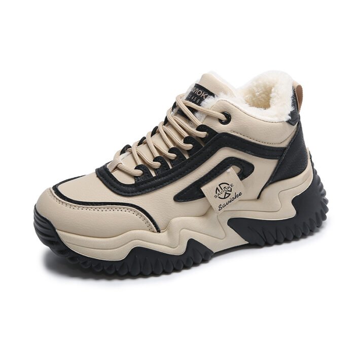 Fleece-lined Clunky Sneaker Female Warm Slugged Bottom Heighten Casual Shoes - Image 2