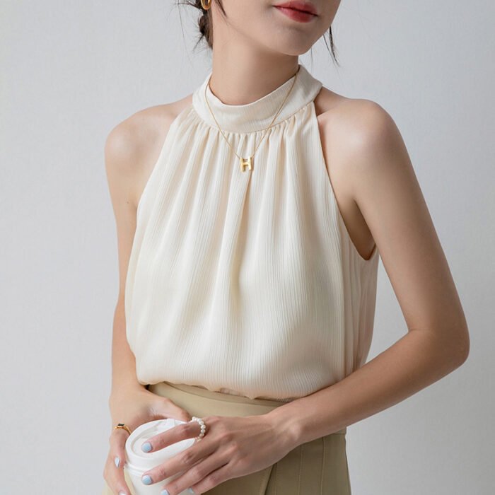 Temperament Slim-fit Sexy Chic Apricot Backless Sling Top - Image 1