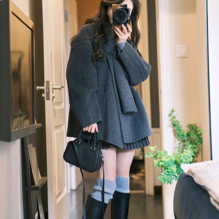 High-grade Scarf Double-faced Woolen Goods Short Coat - Image 4