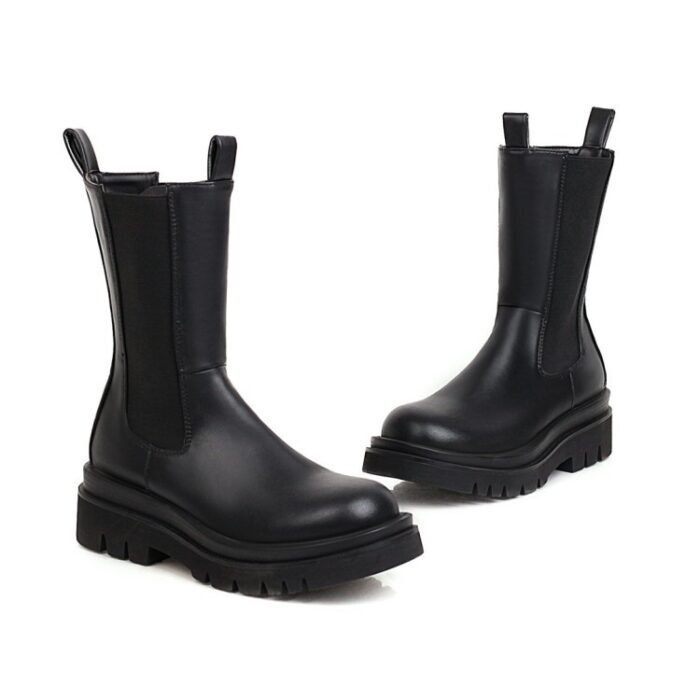Martin Fashion Platform Mid-calf Stretch Boots - Image 5