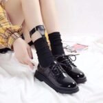 Women's Black Leather Shoes Retro - Image 7