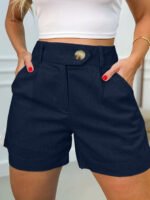 Women's Fashion Casual High Waist Pure Color Suit Shorts - Image 4