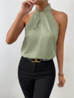 Women's Satin Halter Sleeveless Vest - Image 7