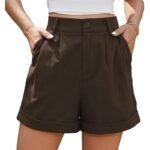 Women's Pleated Zipper Hemming Casual High Waist Shorts - Image 4