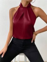 Women's Satin Halter Sleeveless Vest - Image 8
