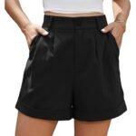 Women's Pleated Zipper Hemming Casual High Waist Shorts - Image 8