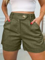 Women's Fashion Casual High Waist Pure Color Suit Shorts - Image 5