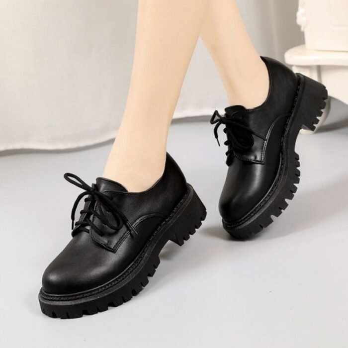 edef1b98-f013-4b0c-89b4-7ff3511421a5.jpg Women's Black Leather Shoes Retro - Image 3