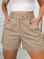 Women's Fashion Casual High Waist Pure Color Suit Shorts - Image 3