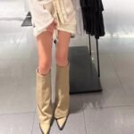 Autumn And Winter New Pointed Toe Chunky Heel Pantyhose Boots - Image 3