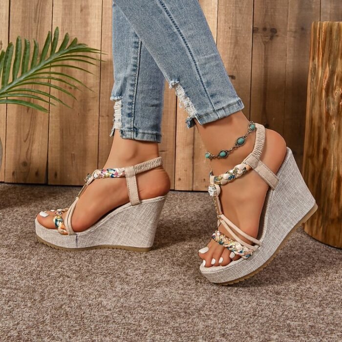 O1CN01IAVajJ1ftMa1oygCs_2214841074064-0-cib.jpg Wedge Sandals Hemp Rope Rhinestone Straw - Image 4