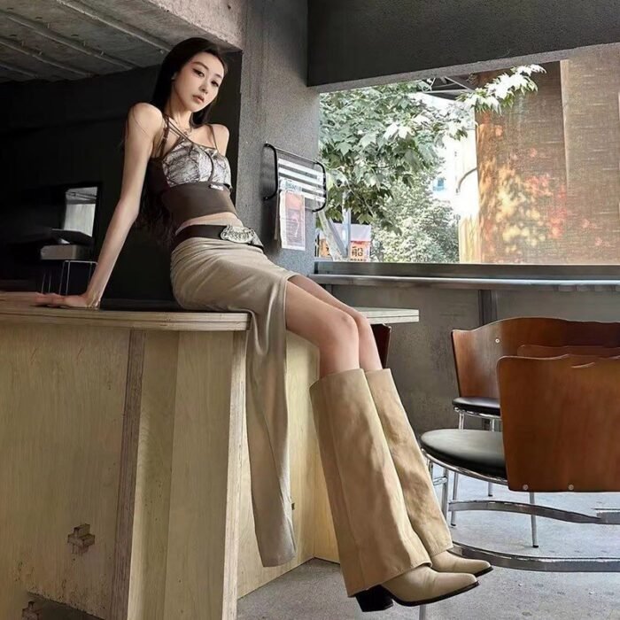 d8b59371-dd19-4828-869b-cc191e7b18ae.jpg Autumn And Winter New Pointed Toe Chunky Heel Pantyhose Boots - Image 6