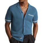 Men's Knitwear Summer Cuban Collar Short Sleeve Polo Shirt - Image 3