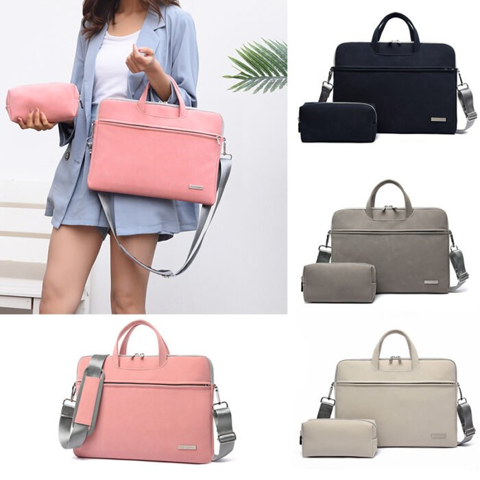 PU Leather Women Laptop Bag Notebook Carrying Case Briefcase For Macbook Air 13.3 14 15.6 Inch Men Handbags Shoulder Mouse Bag - Image 1